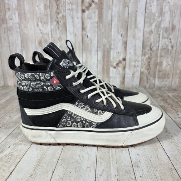 Vans Sk8-Hi MTE-2 Black Leather Floral High Top Sneakers Women's Size 9 - Picture 1 of 8